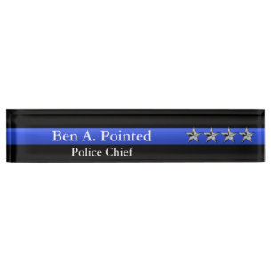 Thin Blue Line - Chief Four Stars Rank Nameplate