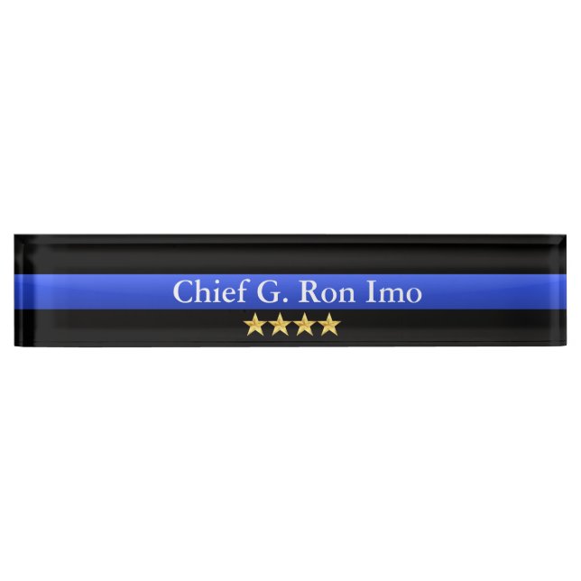 Thin Blue Line - Chief Four Stars Rank Nameplate (Front)