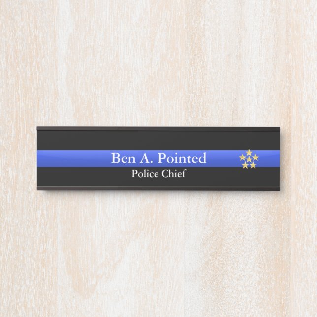 Thin Blue Line - Chief Gold Star Rank  Door Sign (Front)