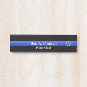 Thin Blue Line - Chief Gold Star Rank  Door Sign