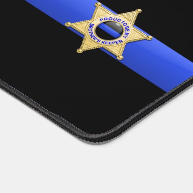 Thin Blue Line - Chief Sheriff Star Badge Desk Mat (Corner)