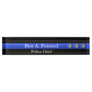 Thin Blue Line - Chief Three Star Rank Nameplate