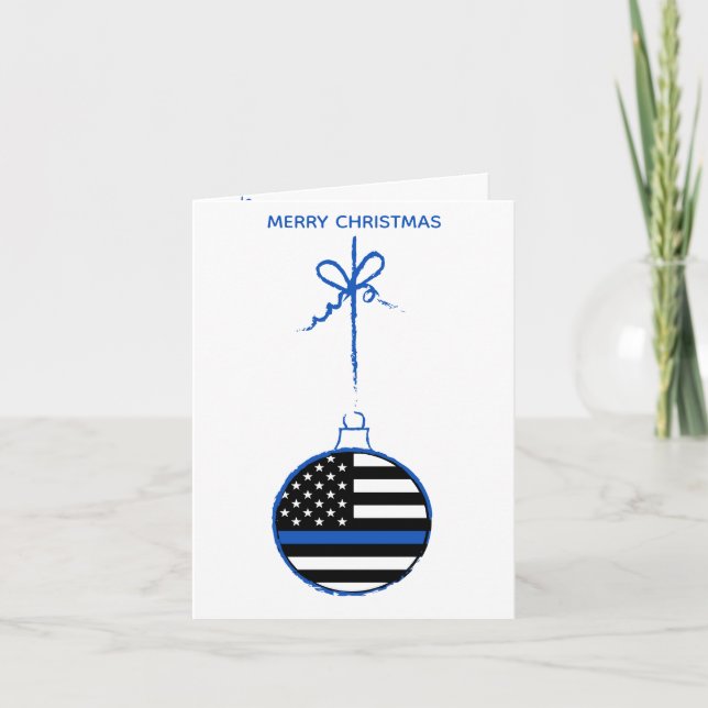 Thin Blue Line Christmas Law Enforcement Police  Holiday Card (Front)