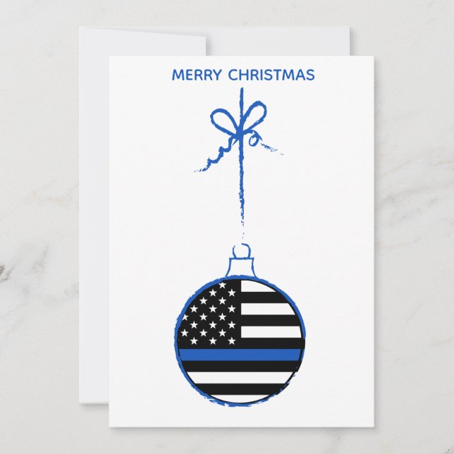 Thin Blue Line Christmas Law Enforcement Police Holiday Card (Front)
