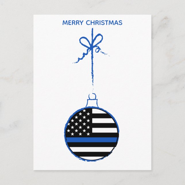Thin Blue Line Christmas Law Enforcement Police Holiday Postcard (Front)