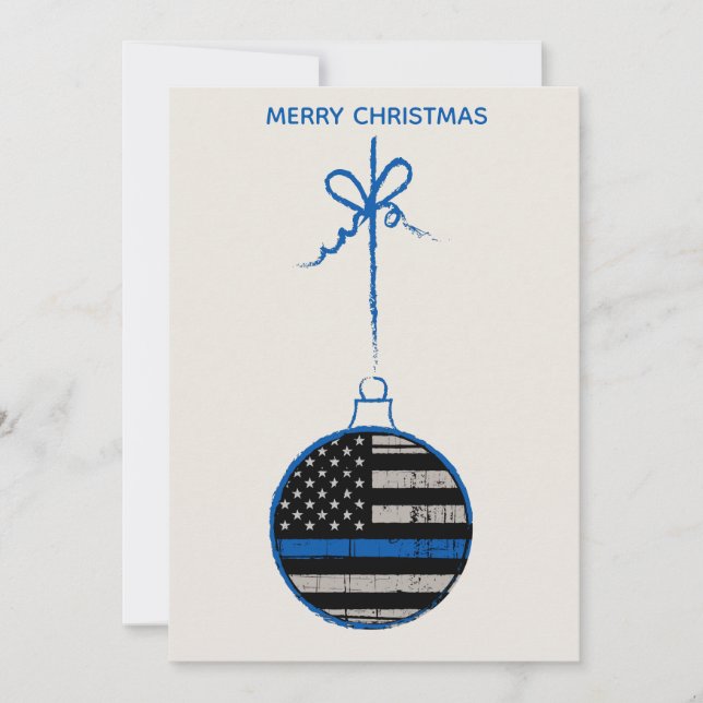 Thin Blue Line Christmas - Police Family Holiday Card (Front)