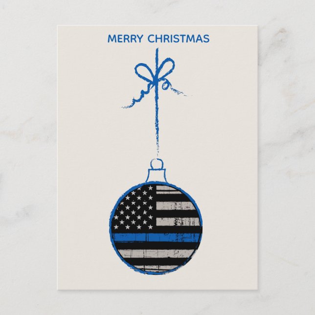Thin Blue Line Christmas - Police Family Holiday Postcard (Front)