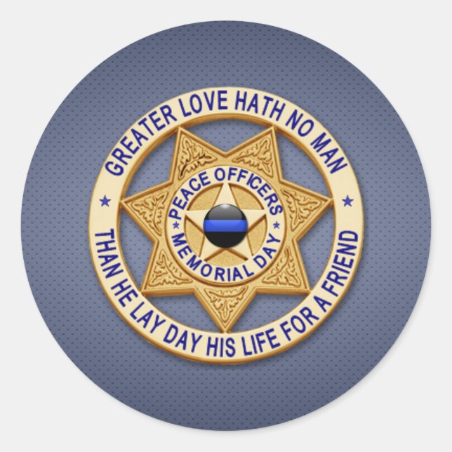 Thin Blue Line Classic Round Sticker (Front)