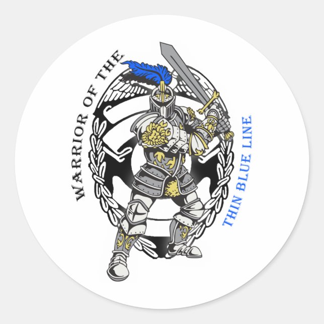THIN BLUE LINE CLASSIC ROUND STICKER (Front)