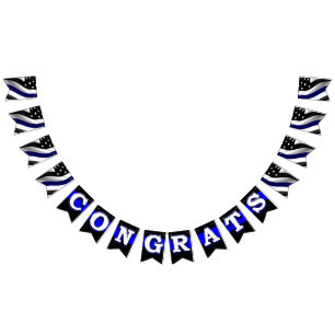 Thin Blue Line Congratulations Bunting Flags