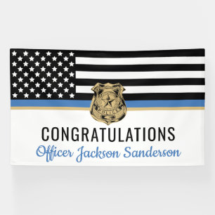 Thin Blue Line Congratulations Police Retirement Banner