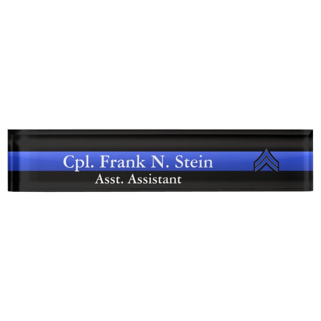 Thin Blue Line - Corporal Stripes Rank Nameplate (Front)