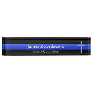 Thin Blue Line - Counsellor Cross Nameplate