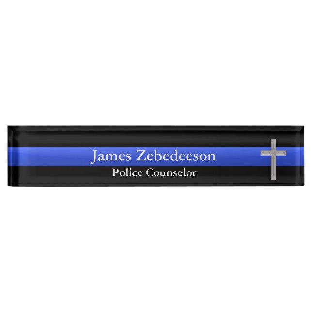 Thin Blue Line - Counsellor Cross Nameplate (Front)