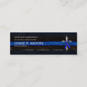 Thin Blue Line Cross and Police Officer Ribbon Mini Business Card