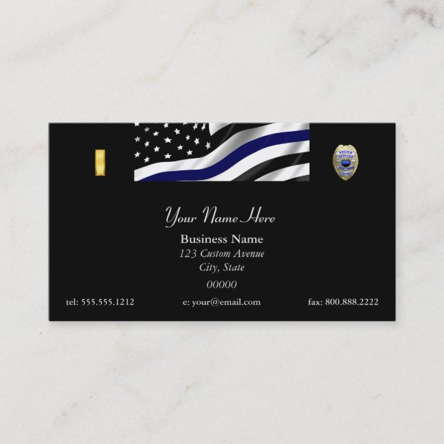 Thin Blue Line Custom Flag and Badge Business Card (Front)
