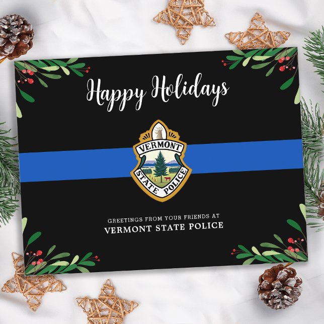 Thin Blue Line Custom Logo Police Department Holiday Postcard (Creator Uploaded)