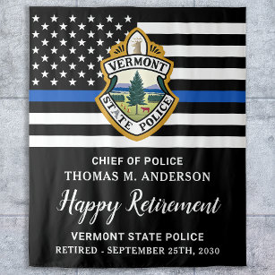 Thin Blue Line Custom Logo Police Retirement Party Tapestry