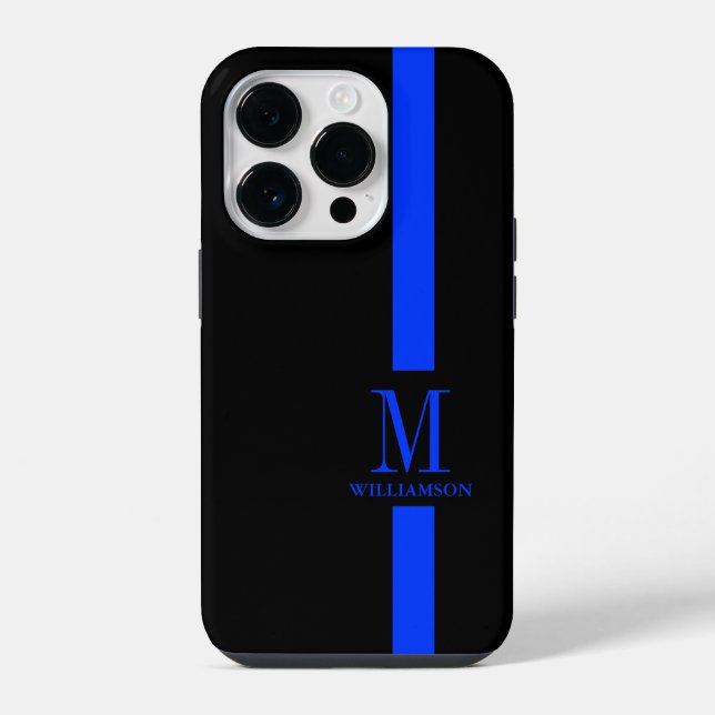 Thin Blue Line Custom Monogram iPhone Case (Back)