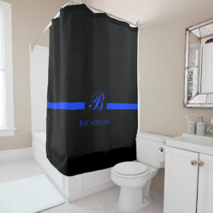 Thin Blue Line Custom Monogram Shower Curtain