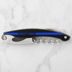 Thin Blue Line   Custom Name Serviceman Corkscrew