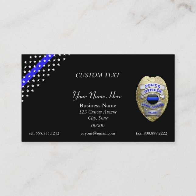 Thin Blue Line Custom Patch and Badge Business Card (Front)