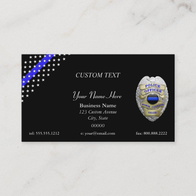 Thin Blue Line Custom Patch and Badge Business Card (Front)