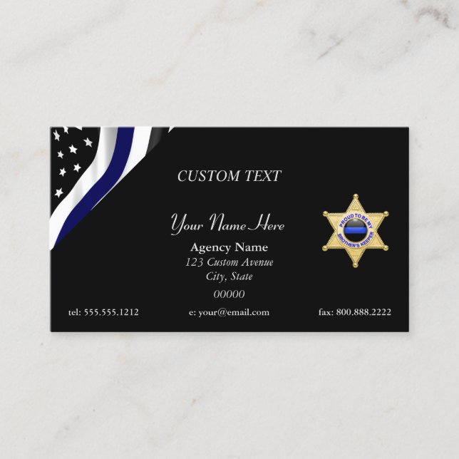 Thin Blue Line Custom Quote and Badge Business Card (Front)