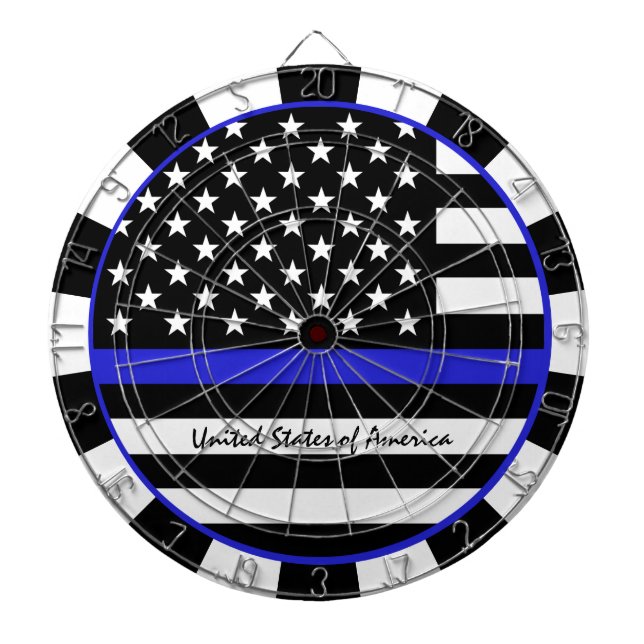 Thin Blue Line Darts & American Flag police / USA Dartboard (Front)