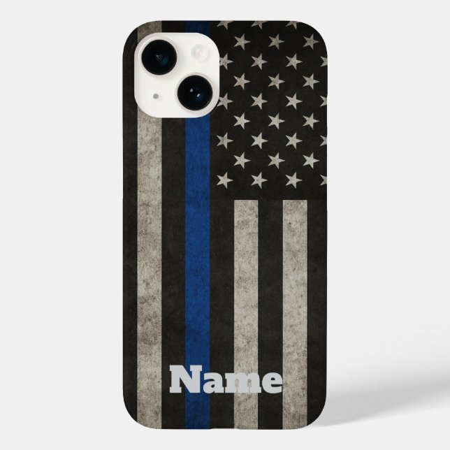 Thin Blue Line Distressed American Flag Phone Case (Back)