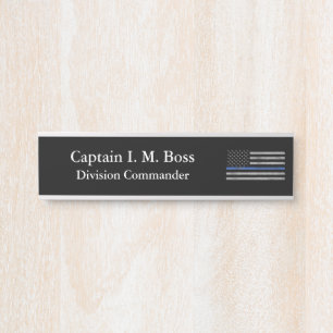 Thin Blue Line - Distressed Tattered Flag Door Sig Sign