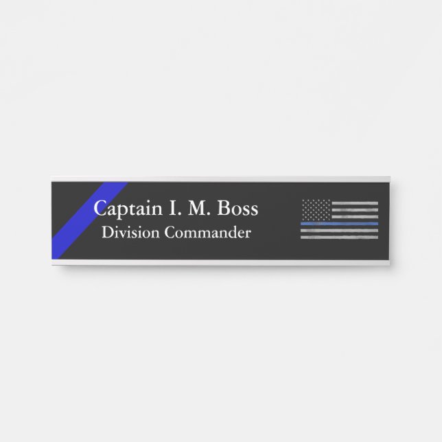 Thin Blue Line - Distressed Tattered Flag Door Sign (Front)