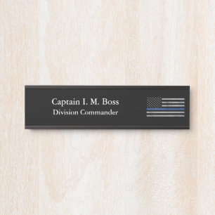 Thin Blue Line - Distressed Tattered Flag Door Sign