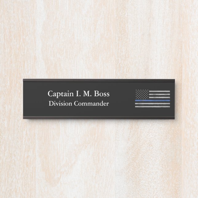 Thin Blue Line - Distressed Tattered Flag Door Sign (Front)