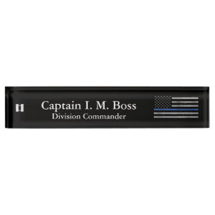 Thin Blue Line - Distressed Tattered Flag Nameplat Nameplate