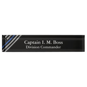 Thin Blue Line - Distressed Tattered Flag Nameplat Nameplate