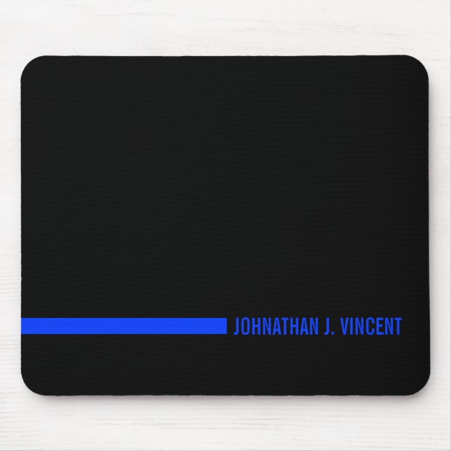 Thin Blue Line Ending with a Custom Name Mouse Mat (Front)