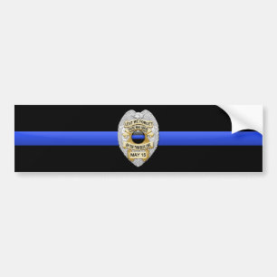 Thin Blue Line Flag & Badge Bumper Sticker