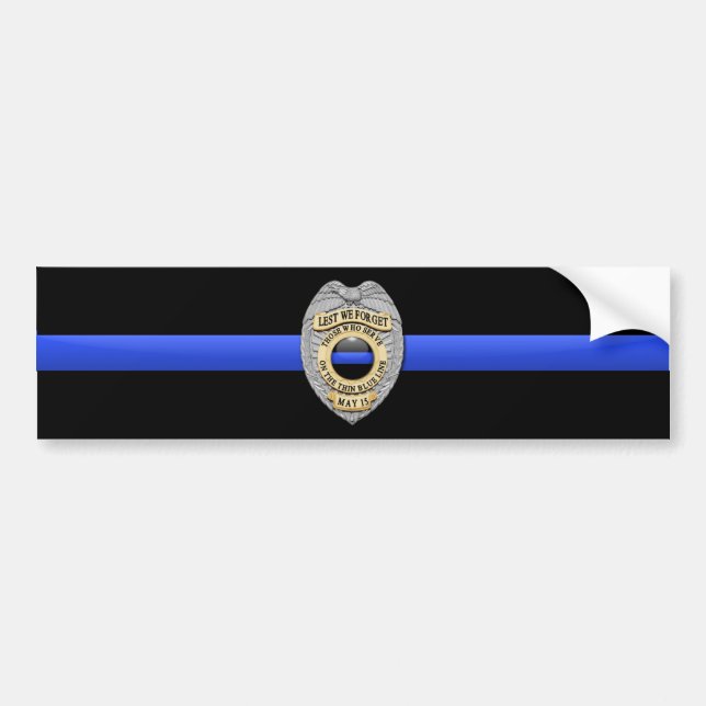 Thin Blue Line Flag & Badge Bumper Sticker (Front)