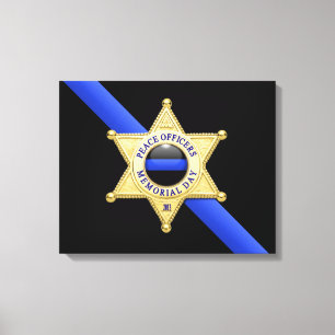 Thin Blue Line Flag & Badge Canvas Print