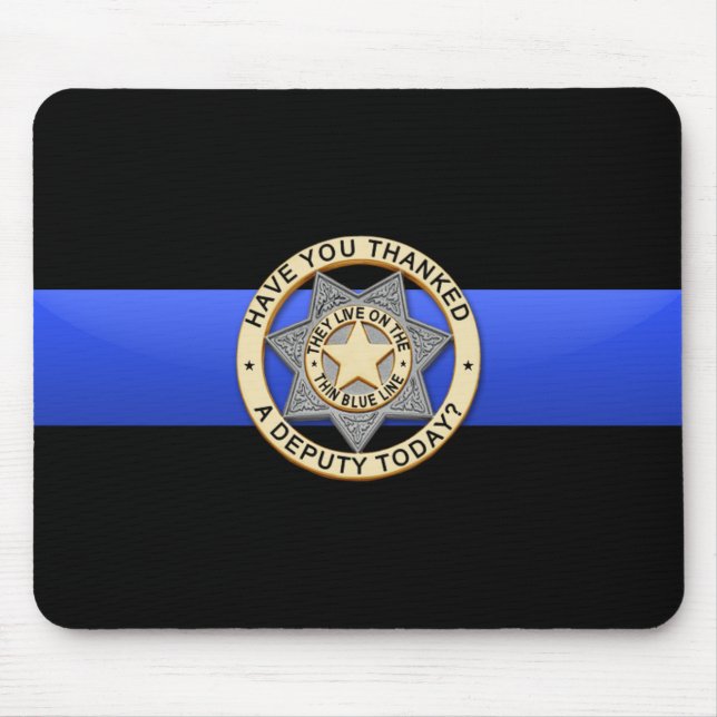 Thin Blue Line Flag & Badge Mouse Mat (Front)