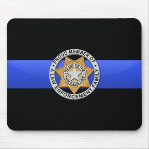 Thin Blue Line Flag & Badge Mouse Mat
