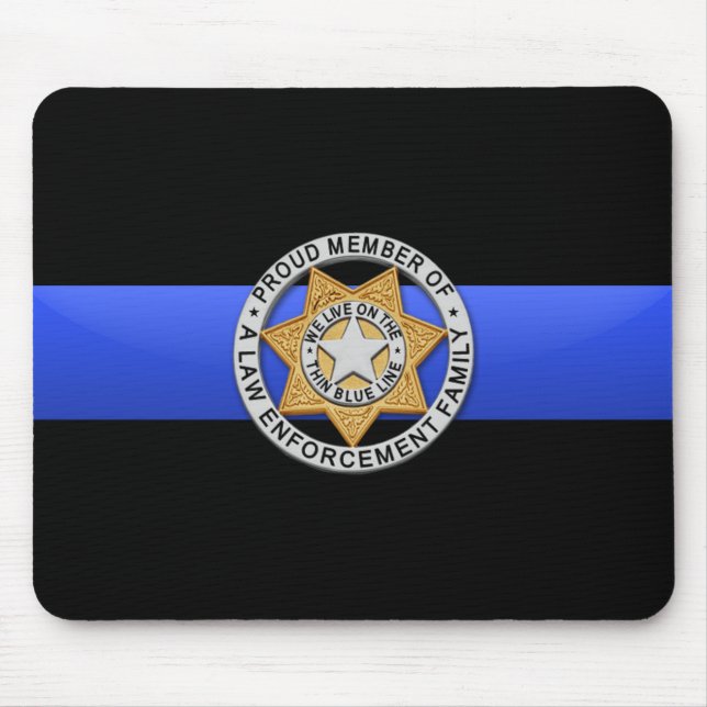 Thin Blue Line Flag & Badge Mouse Mat (Front)
