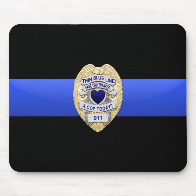 Thin Blue Line Flag & Badge Mouse Mat (Front)