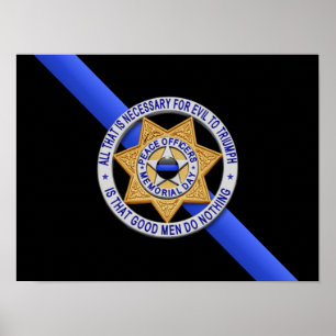 Thin Blue Line Flag & Badge Poster