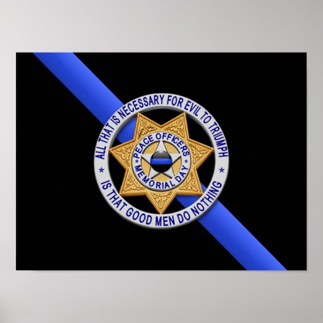 Thin Blue Line Flag & Badge Poster (Front)