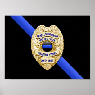 Thin Blue Line Flag & Badge Poster