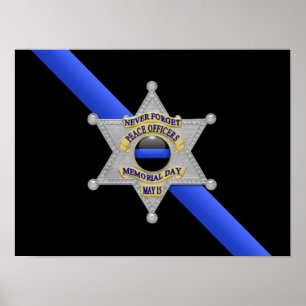 Thin Blue Line Flag & Badge Poster