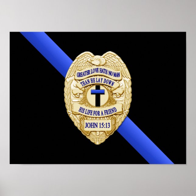 Thin Blue Line Flag & Badge Poster (Front)