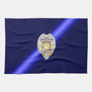 Thin Blue Line Flag & Badge Tea Towel